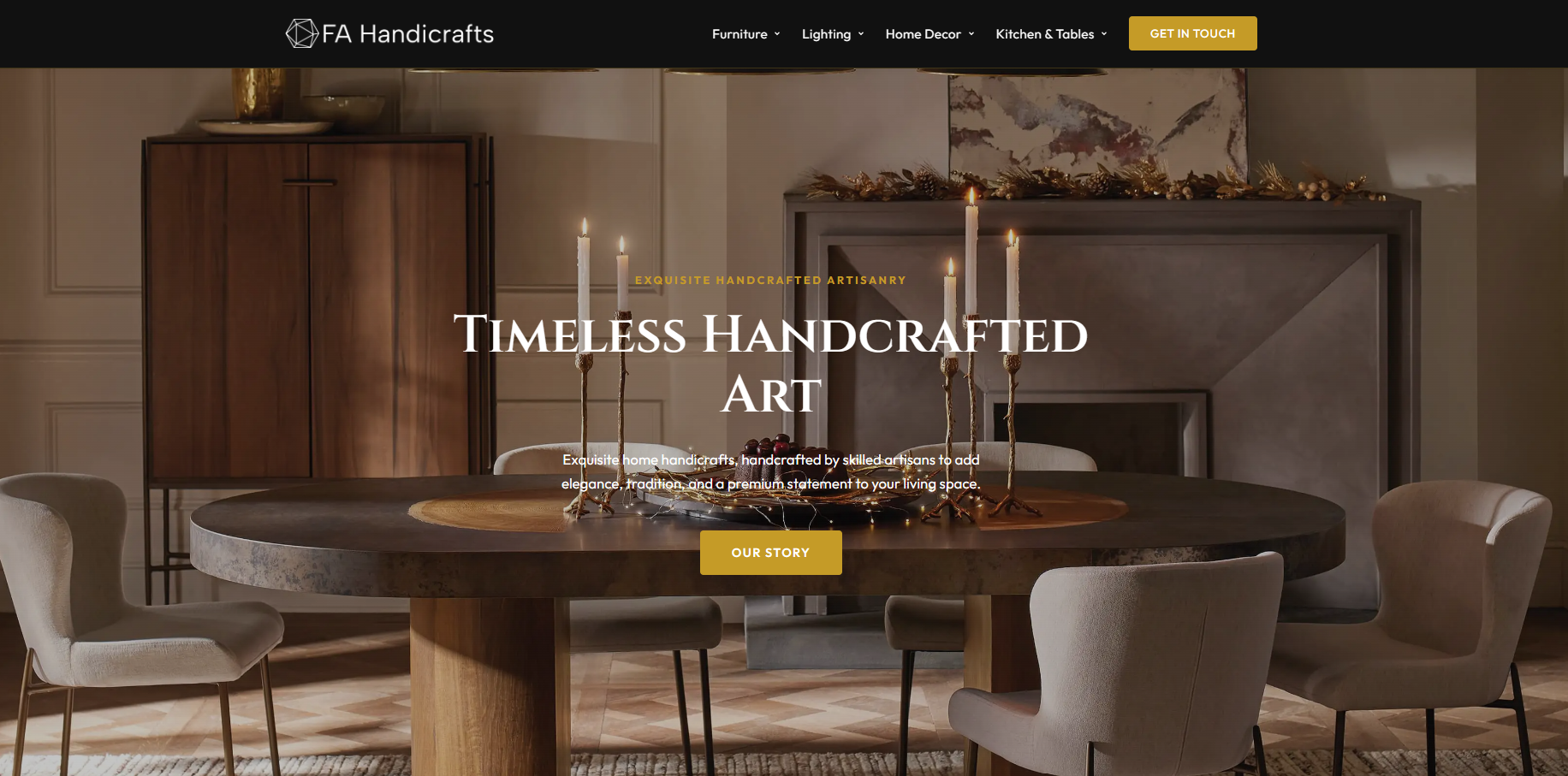Live interface preview of FA Handicrafts